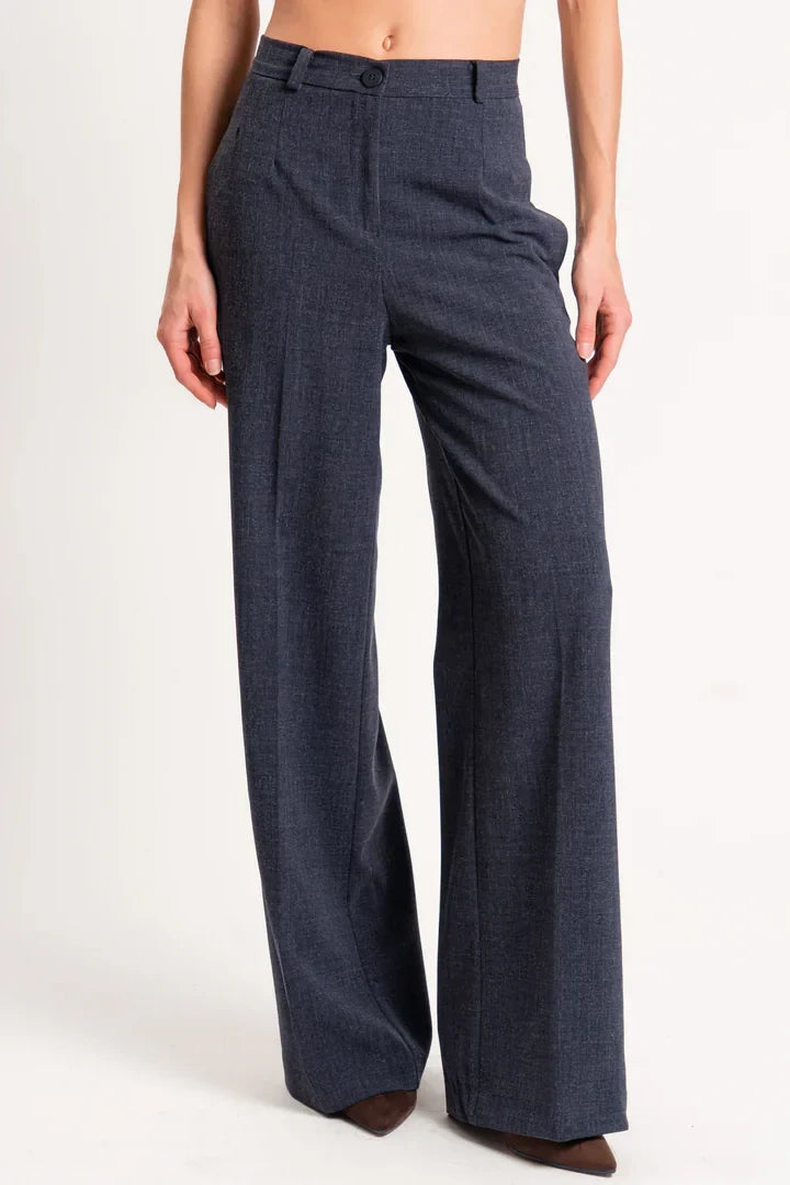 Haveone-Pantalone dritto con pinces - grigio melange PGE-P068