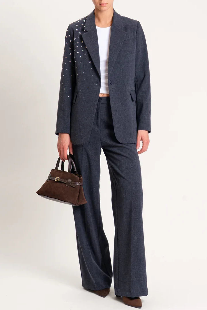 Haveone-Pantalone dritto con pinces - grigio melange PGE-P068