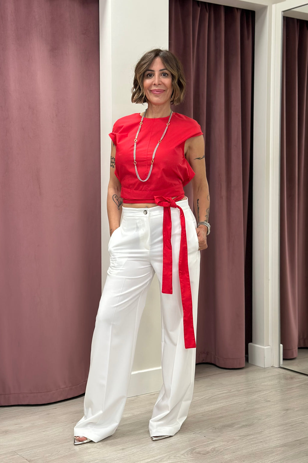 Vicolo - Top con laccio posteriore Art. TAB2414 ROSSO
