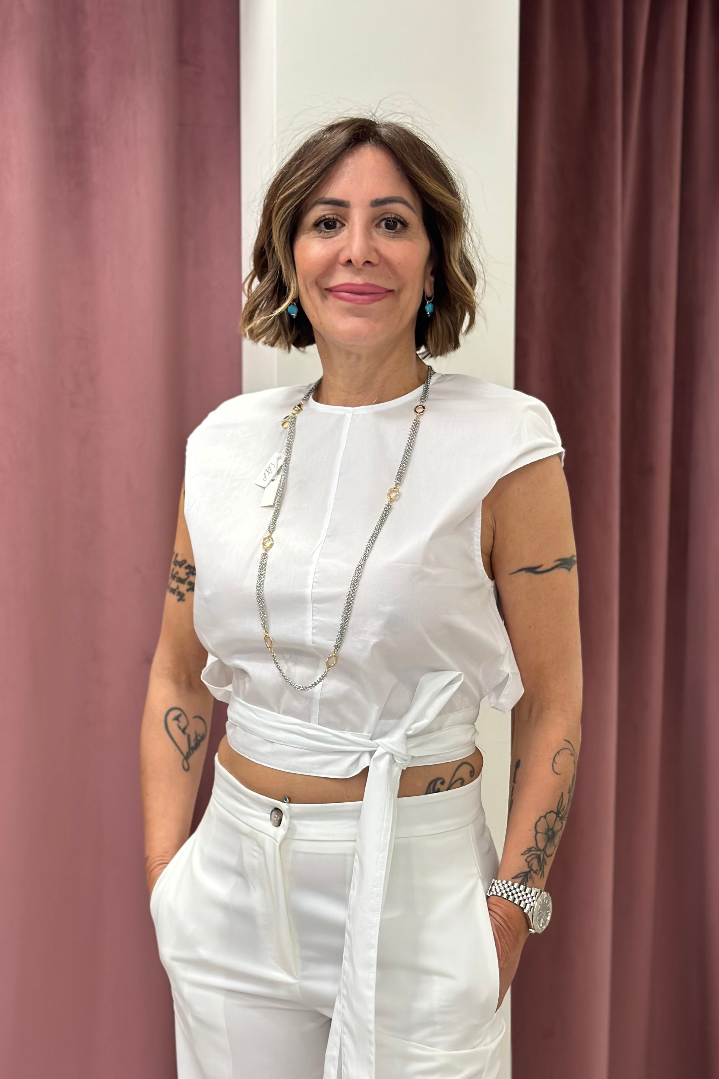 Vicolo - Top con laccio posteriore Art. TAB2414 BIANCO