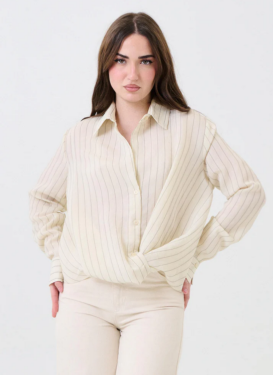 CAMICIA RIGHE AVORIO NON NODO FRONTALE TAB0275