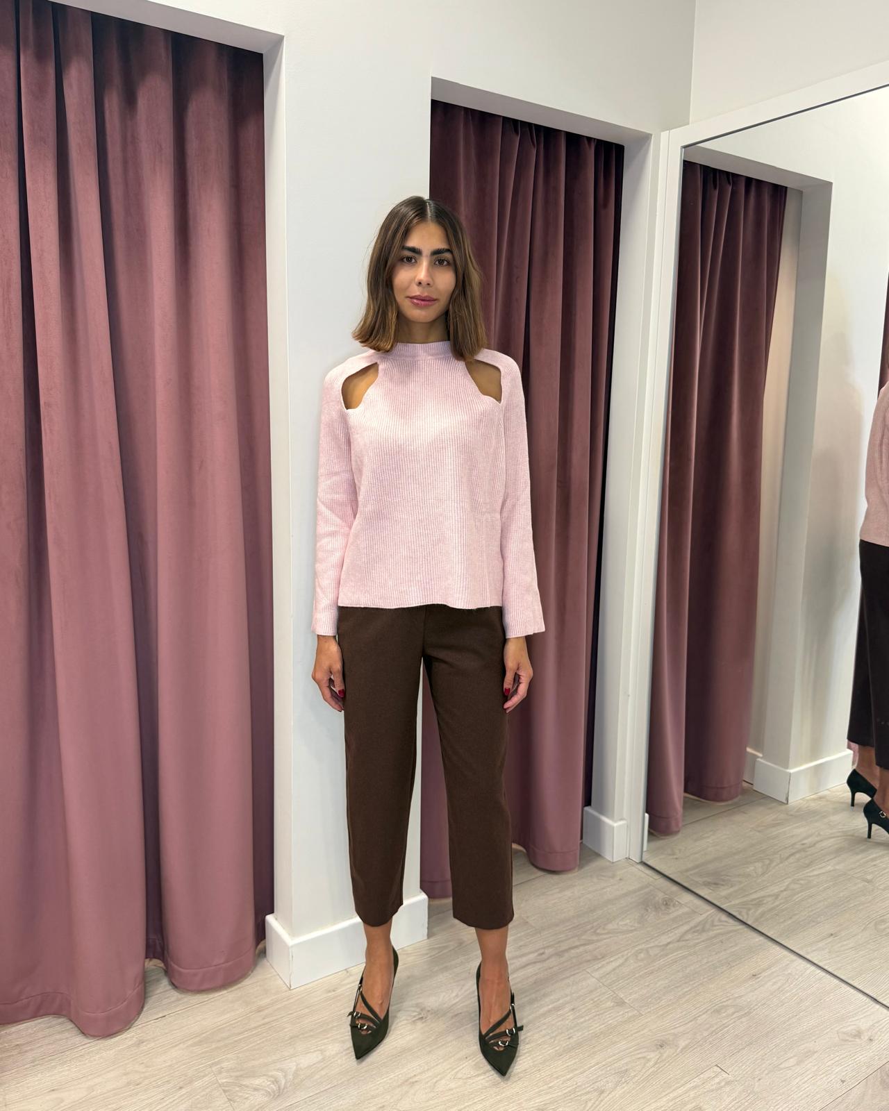 Vicolo-Pantalone misto lana elastico dietro - nocciola TF1978