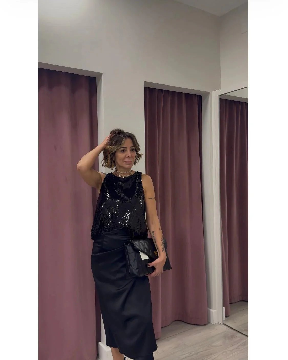 GONNA PAREO NERA IN SATIN