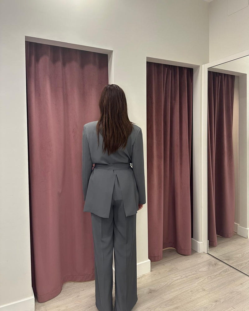 Vicolo - Pantalone in crepe palazzo  grigio Art. TF0360