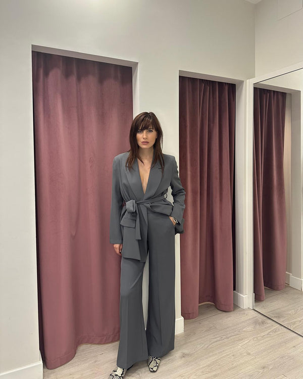 Vicolo - Pantalone in crepe palazzo  grigio Art. TF0360