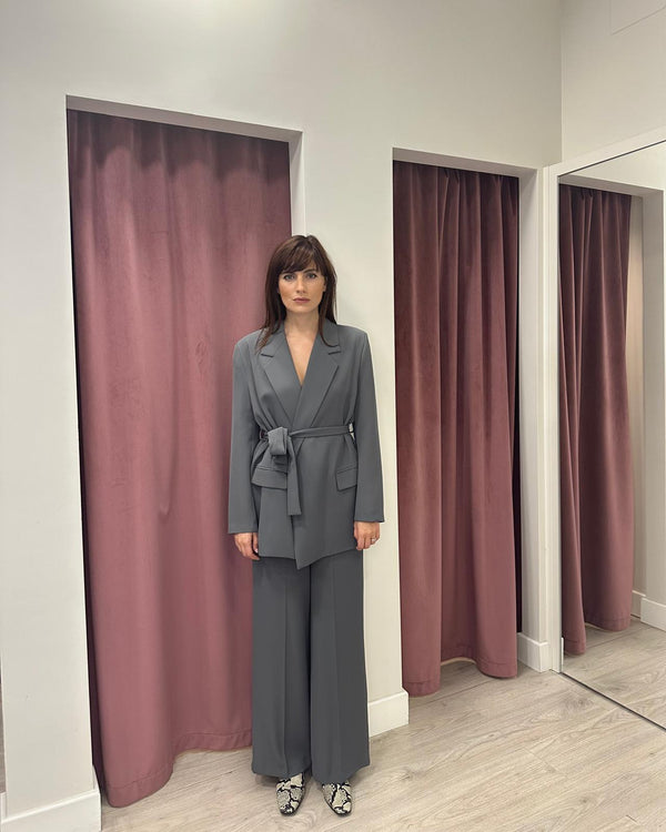 Vicolo - Pantalone in crepe palazzo  grigio Art. TF0360