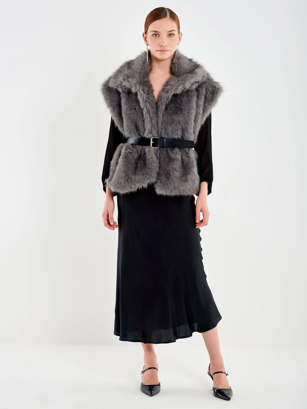 Ecopelliccia Smanicata con Cintura TF0711