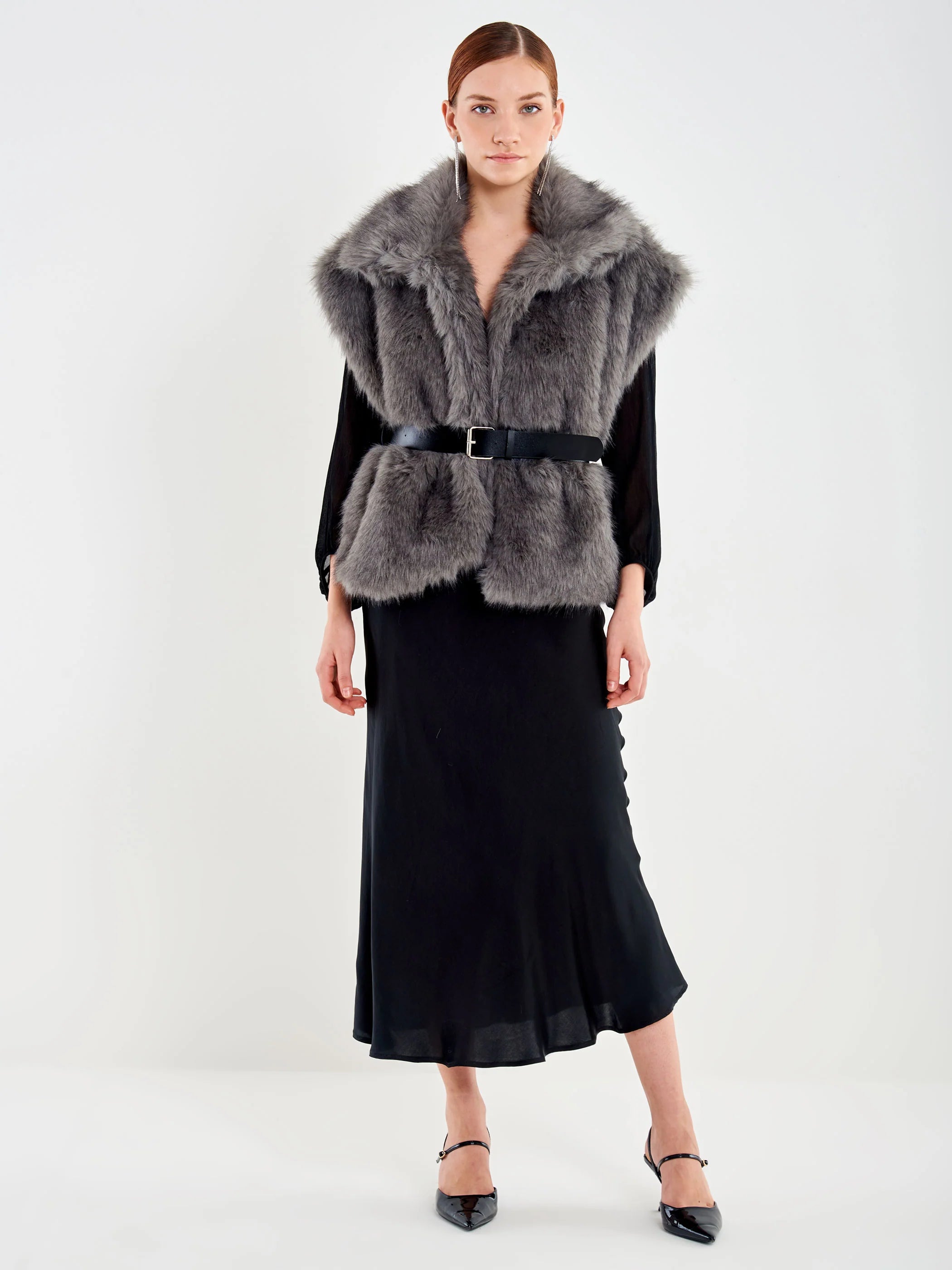 Ecopelliccia Smanicata con Cintura TF0711