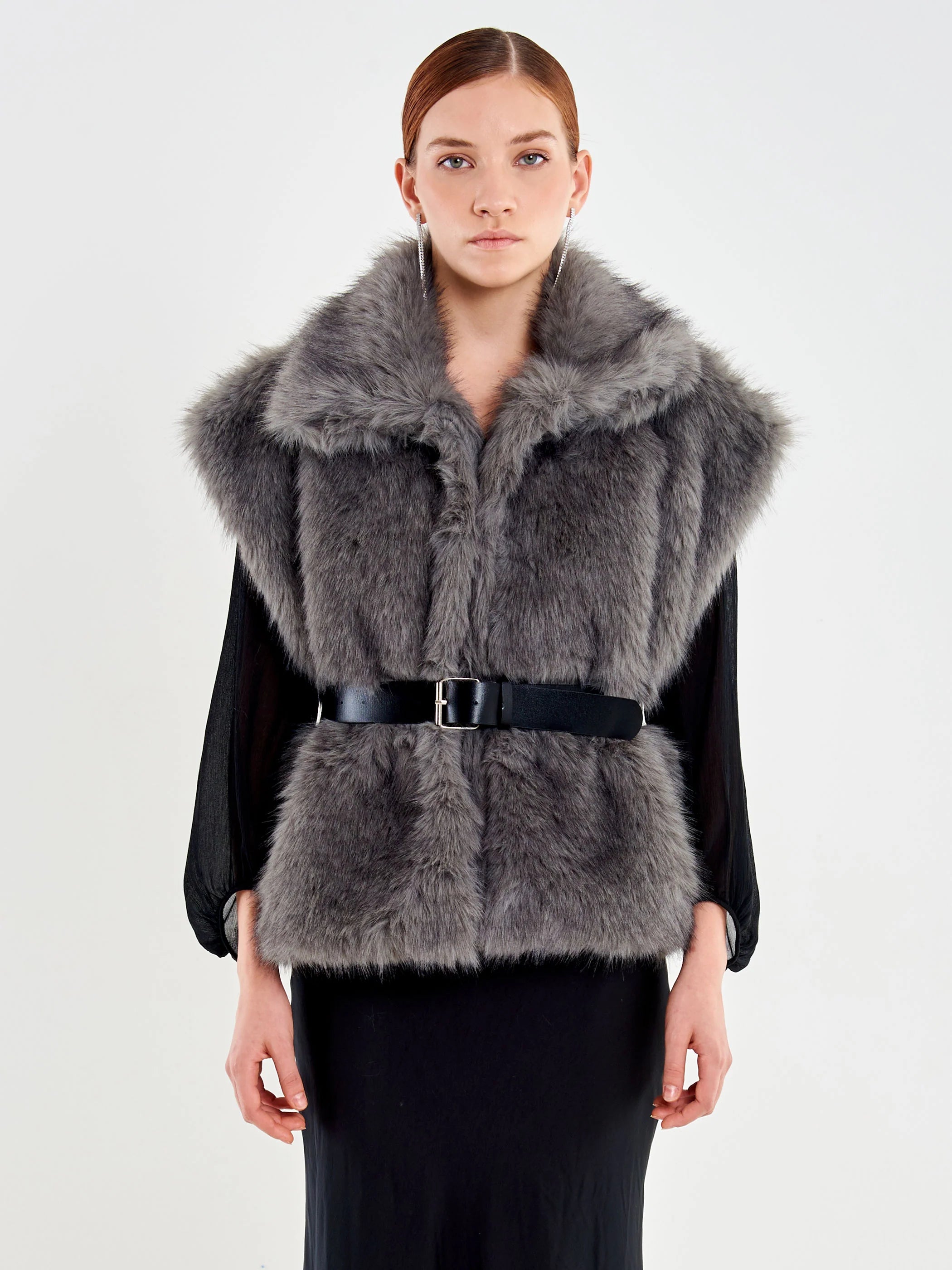Ecopelliccia Smanicata con Cintura TF0711