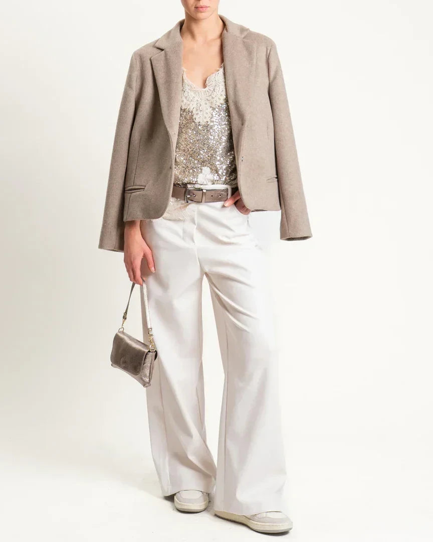 Tensione in-Top paillettes con pizzo - champagne TE37980