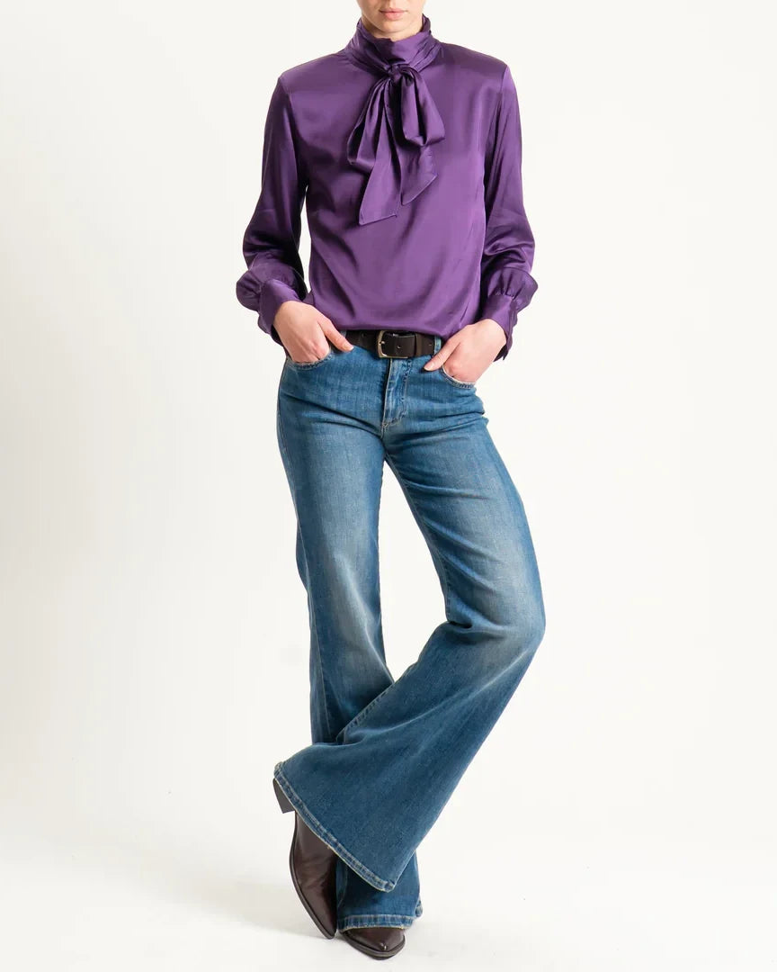 Tensione in-Blusa satin con spalline - uva C30087