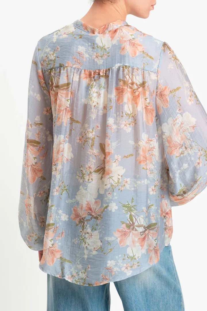 Tensione in-Camicia in mussola fantasia floreale - polvere/cipria/verde art.TI/UF1355