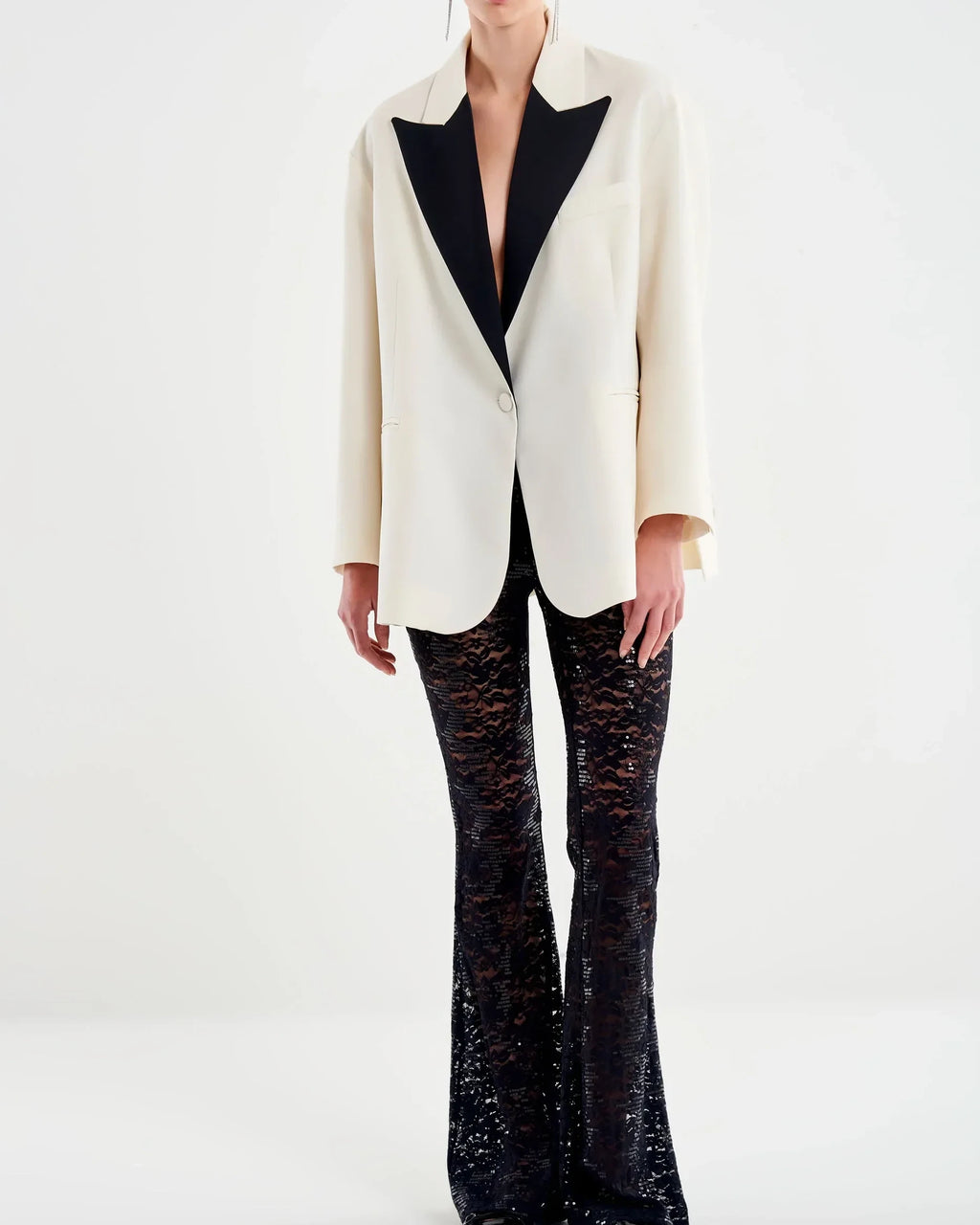 Pantalone Ampio In Pizzo e Paillettes