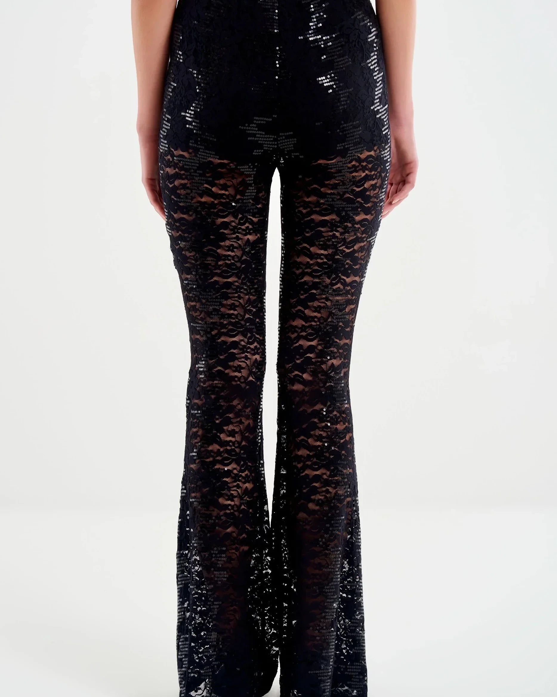 Pantalone Ampio In Pizzo e Paillettes