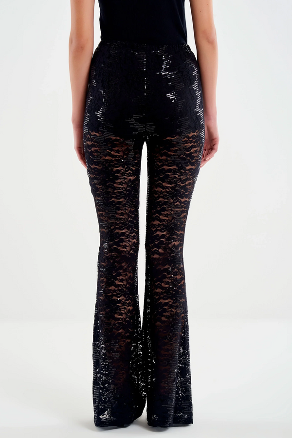 Pantalone Ampio In Pizzo e Paillettes