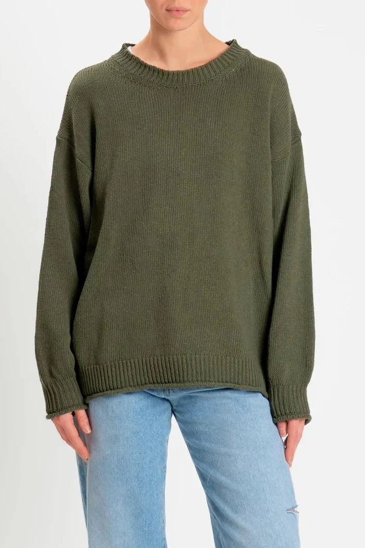 Maglia girocollo bordi a coste - militare 5AB5010