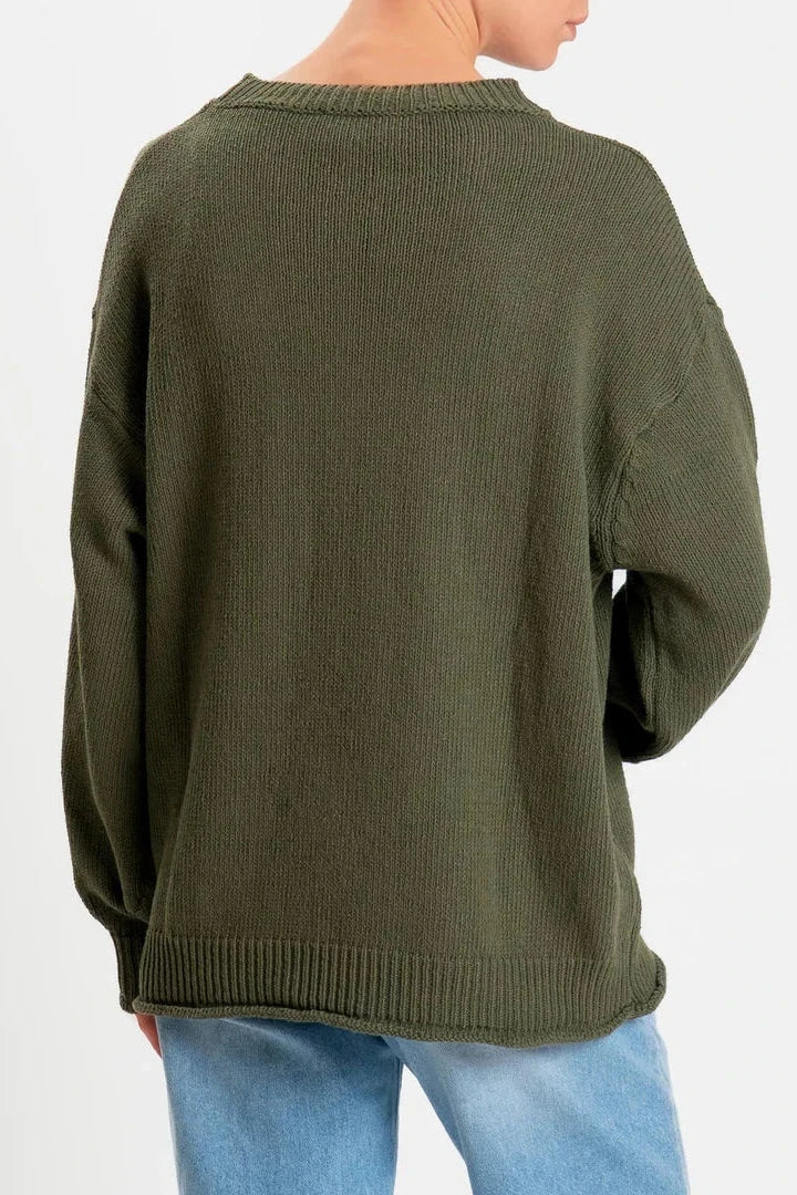 Maglia girocollo bordi a coste - militare 5AB5010