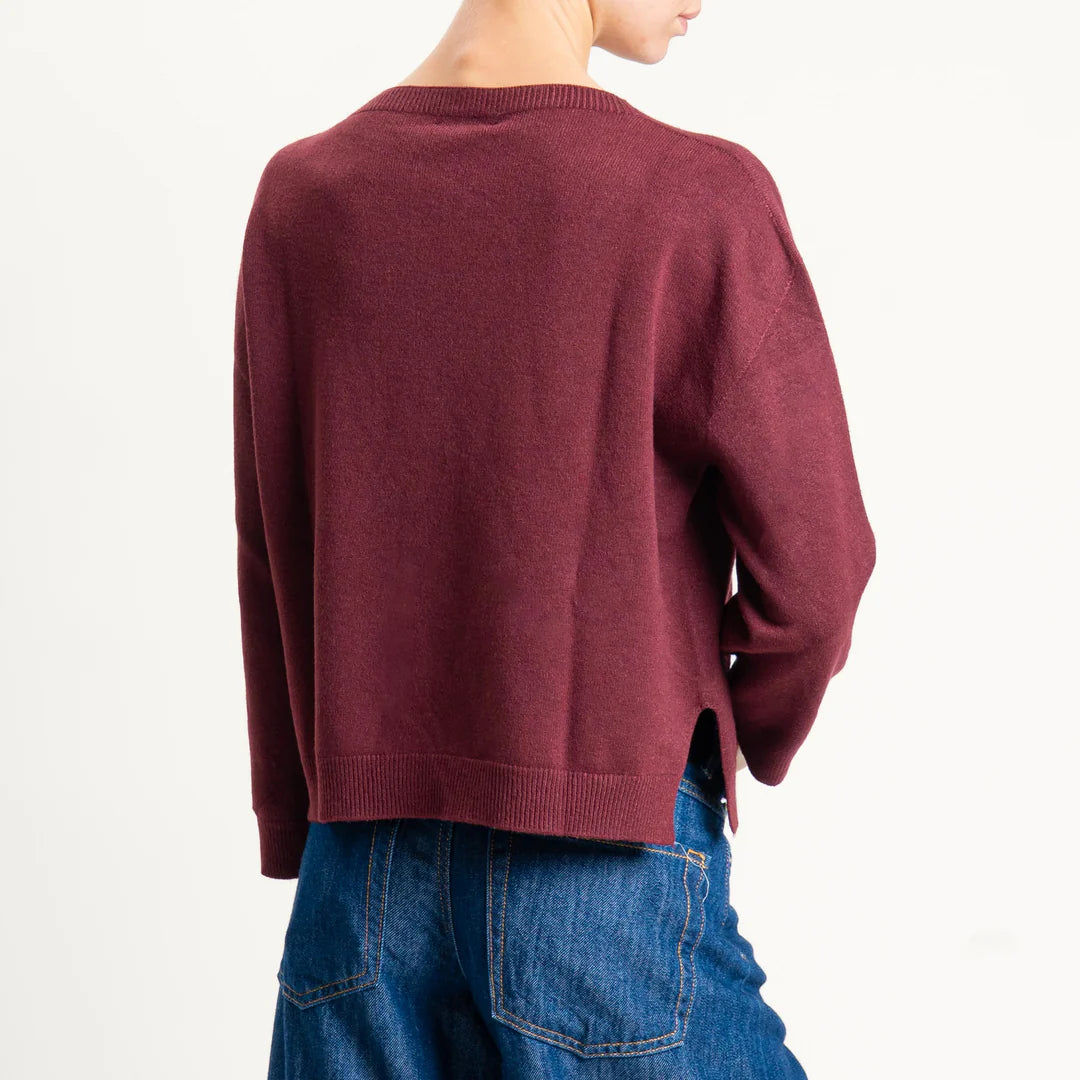 Vicolo-Maglia girocollo boxy spacchi laterali - Bordeaux77398F