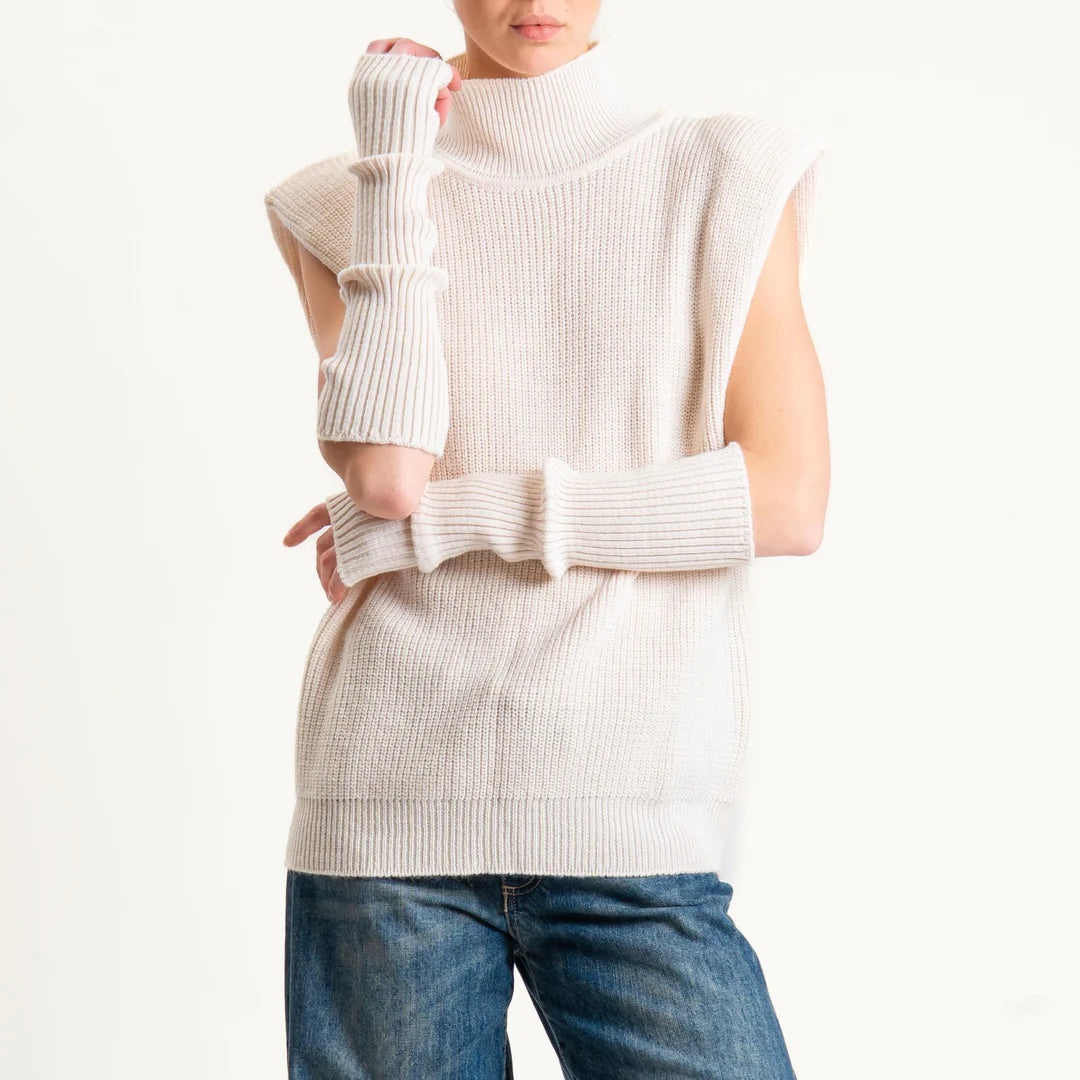 Vicolo-Maglia smanicata misto alpaca con manicotti 77332F