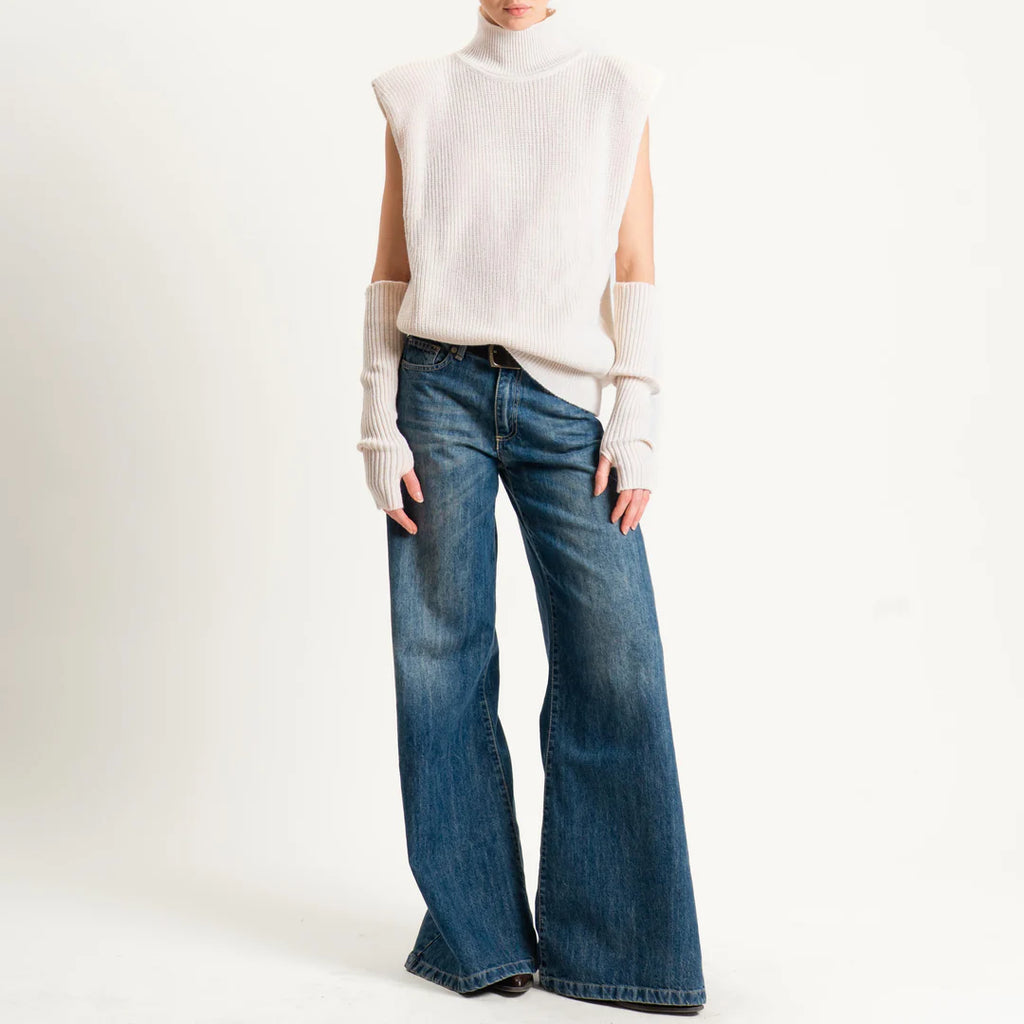 Vicolo-Maglia smanicata misto alpaca con manicotti 77332F