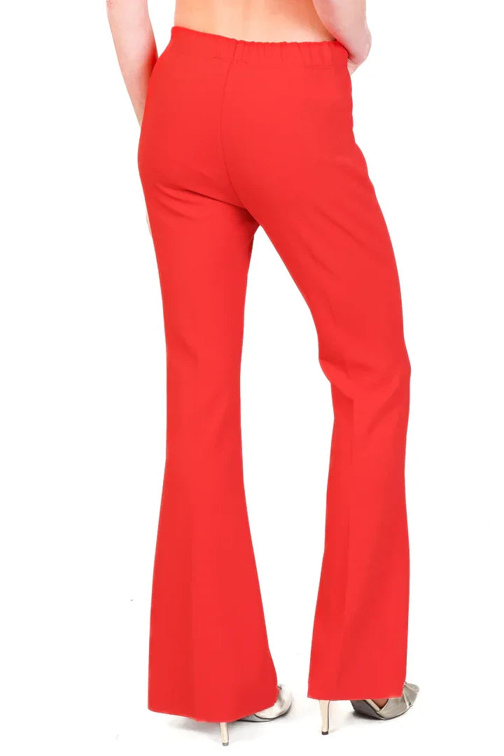 Vicolo-Pantalone zampetta tessuto elasticizzato - lacca