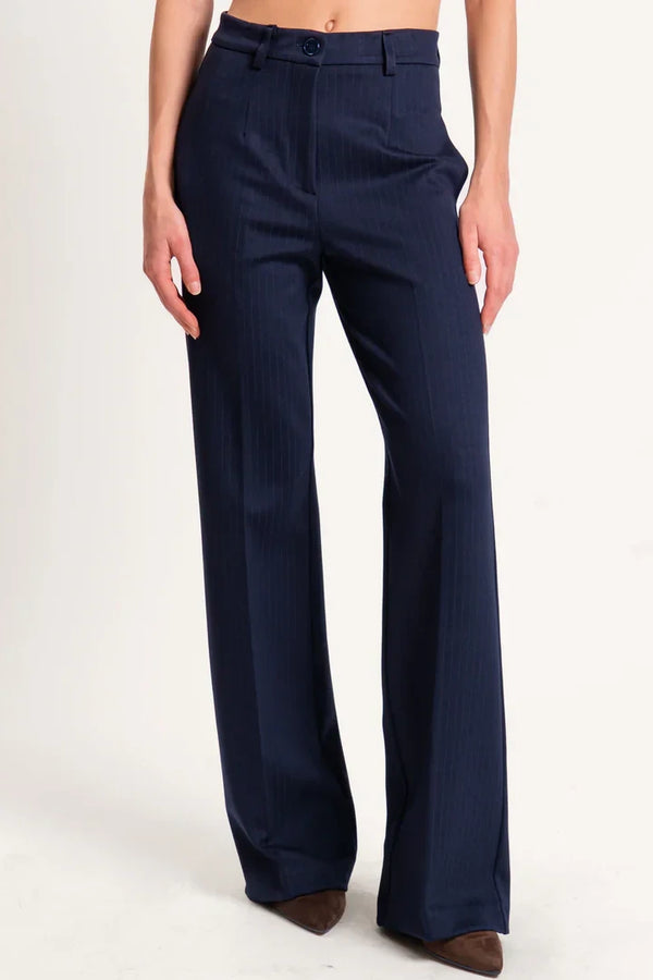 Vicolo-Pantalone gessato punto milano - blu TF0264