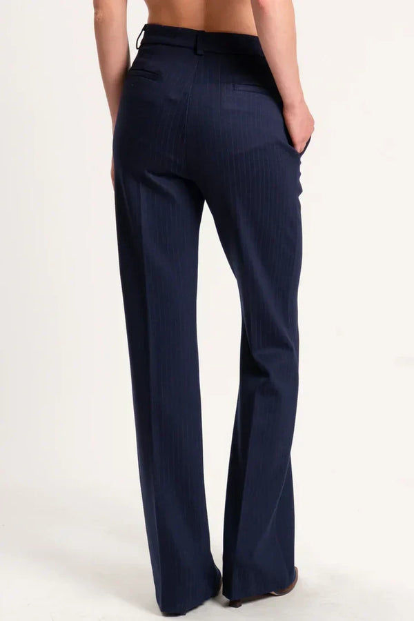 Vicolo-Pantalone gessato punto milano - blu TF0264