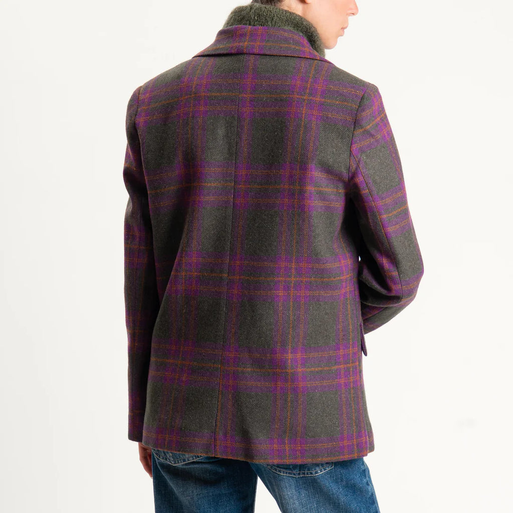 Vicolo-Giacca check misto lana con spille - militare/malvaVC/TF2131