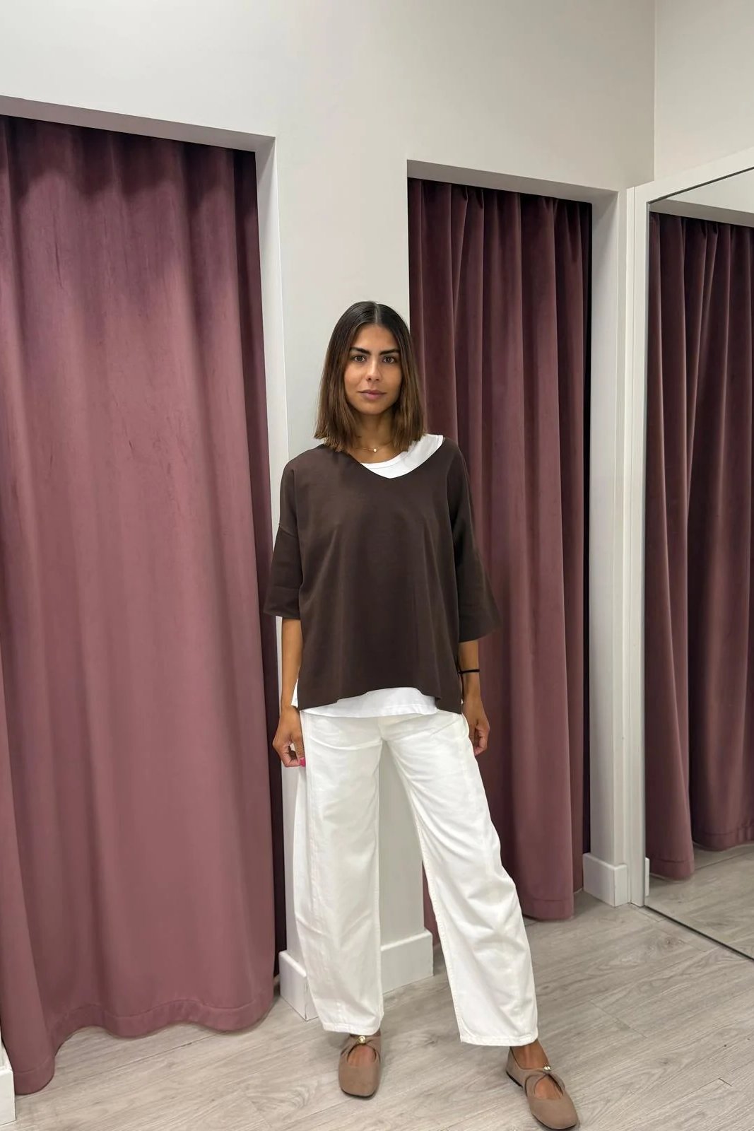 Ballerina fibbia elastica camoscio visone CON FIBBIA DORATA