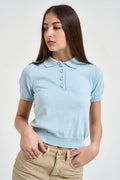 Polo donna in maglia celeste 2AB2172