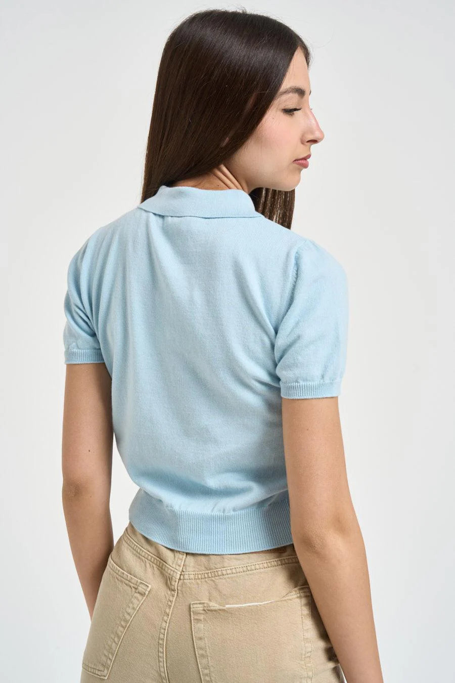 Polo donna in maglia celeste 2AB2172