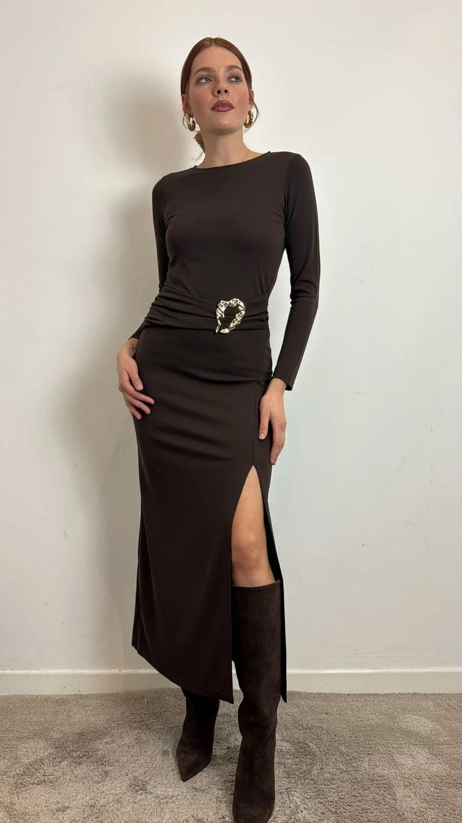 Abito Lungo Vicolo Con Cintura MOKA