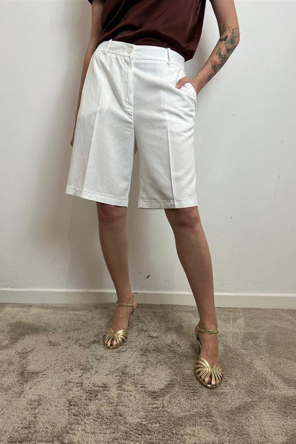 Haveone-bermuda Zip Davanti PCB-N337 bianco
