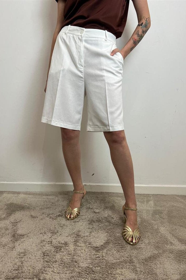 Haveone-bermuda Zip Davanti PCB-N337 bianco