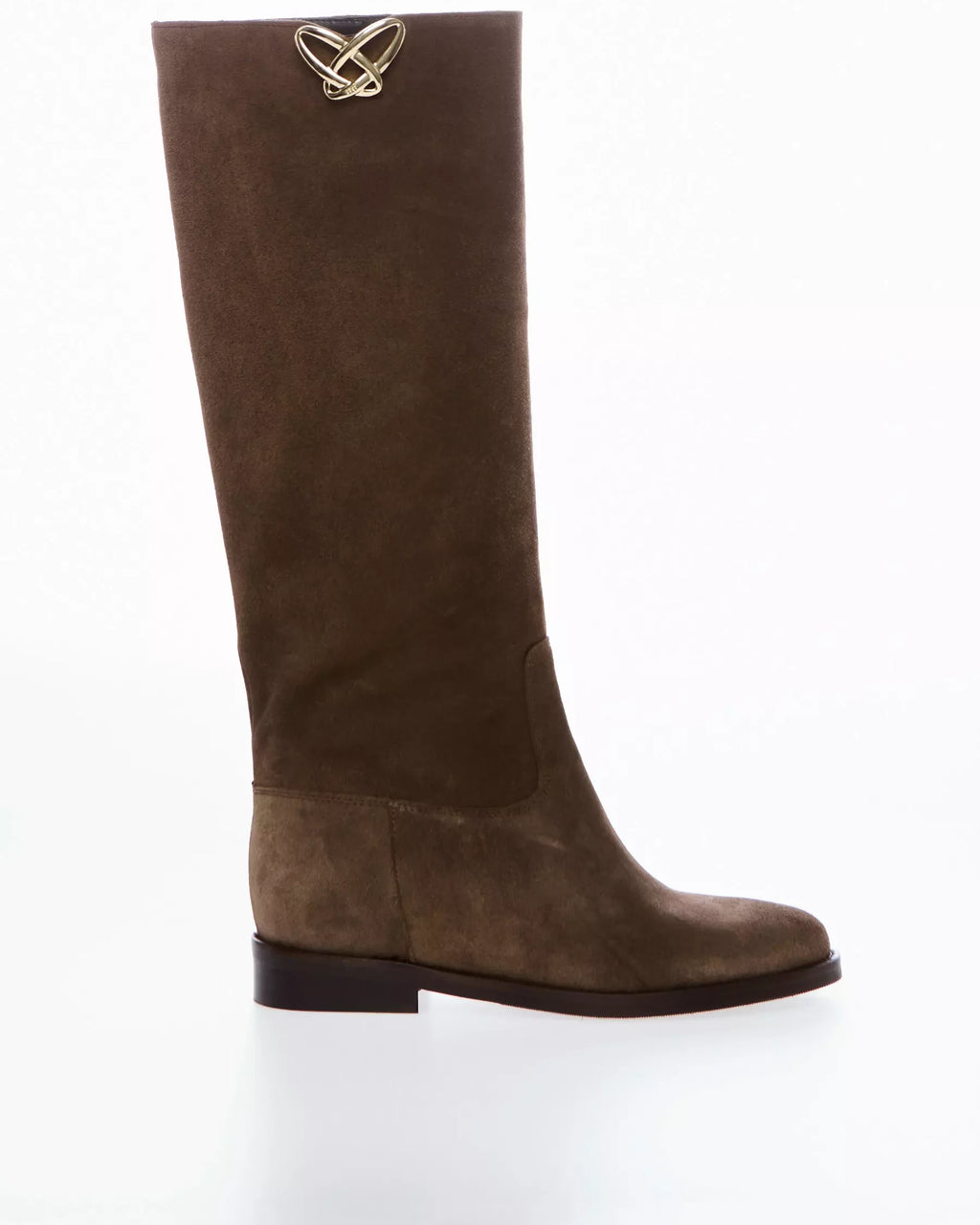 Stivale In Camoscio Con Zeppa Interna moro