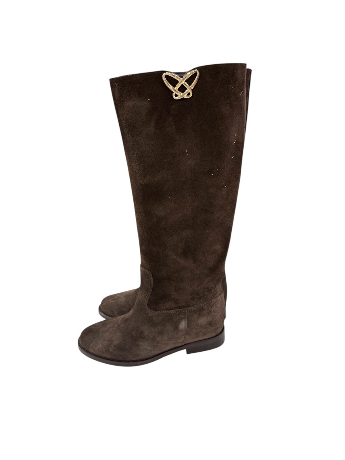 Stivale In Camoscio Con Zeppa Interna moro