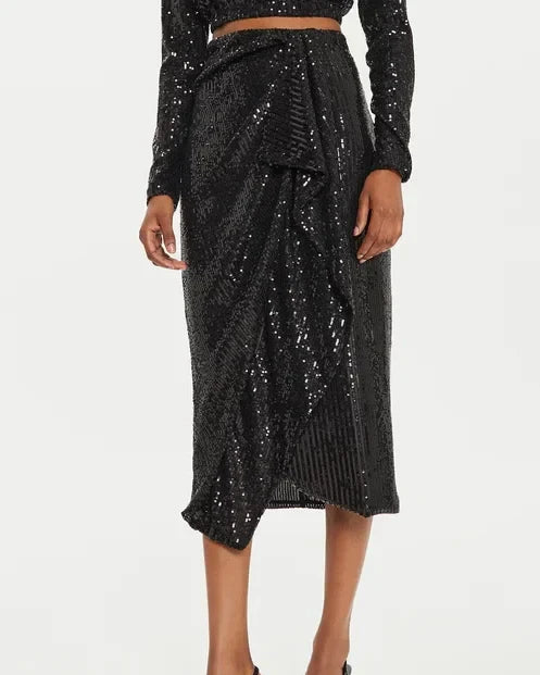Gonna Midi Drappeggiata in Paillettes